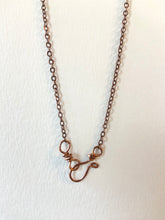 Load image into Gallery viewer, White Quartz Pendant Necklace in Wire Wrapped Antique Copper. Genuine Real Raw Crystal Gemstone Found on a Hike near Asheville, North Carolina. Minimalist Modern Bohemian Style. Small Geometric Square with Criss-Cross Diamond Design. Authentic One-of-a-Kind Simple Handmade Jewelry.