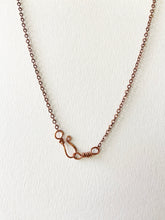 Load image into Gallery viewer, Violet Blue Agate Wire-Wrapped Copper Pendant Necklace. Genuine Real Raw Crystal Gemstone Sourced in Asheville, North Carolina. Minimalist Modern Bohemian Style Design. Authentic One-of-a-Kind Handmade Jewelry.