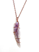 Load image into Gallery viewer, Amethyst Wire-Wrapped Copper Pendant Necklace. Genuine Real Raw Uncut Rough Gemstone Crystal Shard Sourced in Asheville, North Carolina. Minimalist Modern Bohemian Style Design. Authentic One-of-a-Kind Handmade Jewelry.