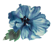 Load image into Gallery viewer, 16" x 20" original watercolor botanical anemone floral painting in an expressive, loose, watery, minimalist, modern style by contemporary fine artist Elizabeth Becker. Prints available. Monochromatic dark blue, black and green colors on white background.