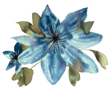Load image into Gallery viewer, 16" x 20" original watercolor botanical anemone floral painting in an expressive, loose, watery, minimalist, modern style by contemporary fine artist Elizabeth Becker. Prints available. Monochromatic blue, black and olive green colors on white background.