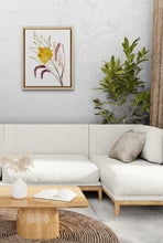 Load image into Gallery viewer, 9” x 12" original watercolor autumn bouquet botanical painting in an expressive, impressionist, minimalist, modern style by contemporary fine artist Elizabeth Becker. Muted yellow ochre, olive green, garnet red and white colors.