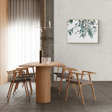 Load image into Gallery viewer, 9” x 12” original watercolor botanical nature painting of tree branches and leaves in an expressive, impressionist, minimalist, modern style by contemporary fine artist Elizabeth Becker. Soft monochromatic blue green and white colors.