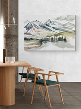 Load image into Gallery viewer, Original watercolor abstract landscape painting of Colorado mountains in an ethereal, expressive, impressionist, minimalist, modern style by contemporary fine artist Elizabeth Becker