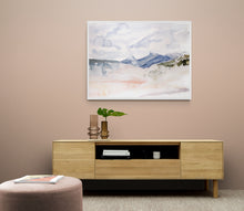 Load image into Gallery viewer, 22” x 30” original watercolor abstract Colorado mountains landscape painting, in an expressive, impressionist, minimalist, modern style by contemporary fine artist Elizabeth Becker.