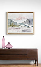 Load image into Gallery viewer, 16” x 20” original watercolor abstract landscape painting in an expressive, impressionist, minimalist, modern style by contemporary fine artist Elizabeth Becker