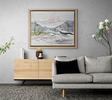 Load image into Gallery viewer, 16” x 20” original watercolor abstract landscape painting in an expressive, impressionist, minimalist, modern style by contemporary fine artist Elizabeth Becker