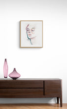 Load image into Gallery viewer, 16" x 20" original watercolor abstract portrait painting in an expressive, impressionist, minimalist, modern style by contemporary fine artist Elizabeth Becker