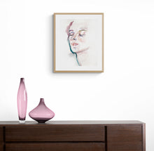 Load image into Gallery viewer, 16" x 20" original watercolor abstract portrait painting in an expressive, impressionist, minimalist, modern style by contemporary fine artist Elizabeth Becker