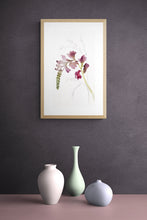 Load image into Gallery viewer, 10” x 18” original watercolor botanical floral painting in an expressive, impressionist, minimalist, modern style by contemporary fine artist Elizabeth Becker