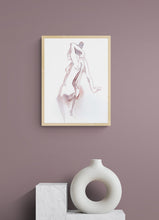 Load image into Gallery viewer, 9" x 12" original watercolor abstract nude figure gesture painting in an expressive, impressionist, minimalist, modern style by contemporary fine artist Elizabeth Becker