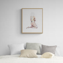 Load image into Gallery viewer, 16" x 20" original watercolor meditative seated nude figure painting in an expressive, impressionist, minimalist, modern style by contemporary fine artist Elizabeth Becker