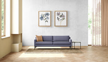 Load image into Gallery viewer, 9” x 12” original watercolor botanical hellebore floral painting in an expressive, impressionist, minimalist, modern style by contemporary fine artist Elizabeth Becker. Soft violet purple, gray olive green, gold and white colors.