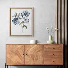 Load image into Gallery viewer, 9” x 12” original watercolor botanical hellebore floral painting in an expressive, impressionist, minimalist, modern style by contemporary fine artist Elizabeth Becker. Soft blue gray, olive green, gold and white colors.