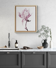 Load image into Gallery viewer, 9” x 12” original botanical floral ink painting in an expressive, impressionist, minimalist, modern style by contemporary fine artist Elizabeth Becker. Soft watery mauve, eggplant, plum purple and white colors.