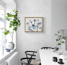 Load image into Gallery viewer, 9” x 12" original watercolor botanical shadow painting in an expressive, impressionist, minimalist, modern style by contemporary fine artist Elizabeth Becker. Soft watery drippy monochromatic black, gray and white colors.
