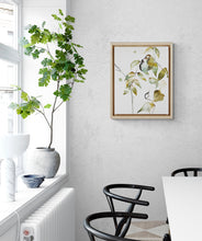 Load image into Gallery viewer, 11” x 15” original watercolor botanical nature painting of leaves and branches in an expressive, impressionist, minimalist, modern style by contemporary fine artist Elizabeth Becker. Soft olive green and white colors.