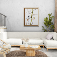 Load image into Gallery viewer, 9” x 12” original watercolor botanical nature painting of plant, leaves and tree branches in an expressive, impressionist, minimalist, modern style by contemporary fine artist Elizabeth Becker. Soft watery muted pink, olive green, gray and white colors.