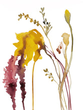 Load image into Gallery viewer, 9” x 12" original watercolor autumn bouquet botanical painting in an expressive, impressionist, minimalist, modern style by contemporary fine artist Elizabeth Becker