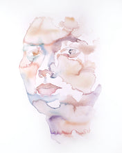 Load image into Gallery viewer, 16" x 20" original watercolor emotional portrait painting in an expressive, impressionist, minimalist, modern, abstract style by contemporary fine artist Elizabeth Becker.