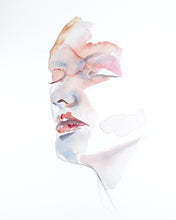 Load image into Gallery viewer, 16" x 20" original abstract watercolor portrait painting in an expressive, impressionist, minimalist, modern style by contemporary fine artist Elizabeth Becker
