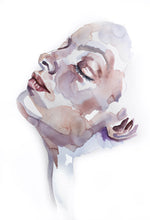 Load image into Gallery viewer, 15" x 22" original watercolor emotional portrait painting in an expressive, impressionist, minimalist, modern style by contemporary fine artist Elizabeth Becker