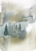Load image into Gallery viewer, 5” x 7” original watercolor abstract landscape painting in an ethereal, expressive, impressionist, minimalist, modern style by contemporary fine artist Elizabeth Becker