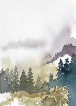 Load image into Gallery viewer, 5” x 7” original watercolor abstract landscape painting in an ethereal, expressive, impressionist, minimalist, modern style by contemporary fine artist Elizabeth Becker
