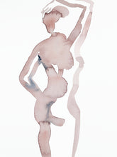 Load image into Gallery viewer, 9" x 12" original watercolor abstract nude figure gesture painting in an expressive, impressionist, minimalist, modern style by contemporary fine artist Elizabeth Becker