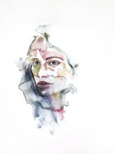 Load image into Gallery viewer, 18" x 24" original watercolor abstract portrait painting in an ethereal, expressive, impressionist, minimalist, modern style by contemporary fine artist Elizabeth Becker