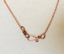 Load image into Gallery viewer, Clear Quartz &amp; Wire-Wrapped Copper Pendant Necklace. Genuine Real Raw Crystal Gemstone, Sourced in Asheville, North Carolina. Minimalist Modern Bohemian Design. Authentic One-of-a-Kind Handmade Jewelry.
