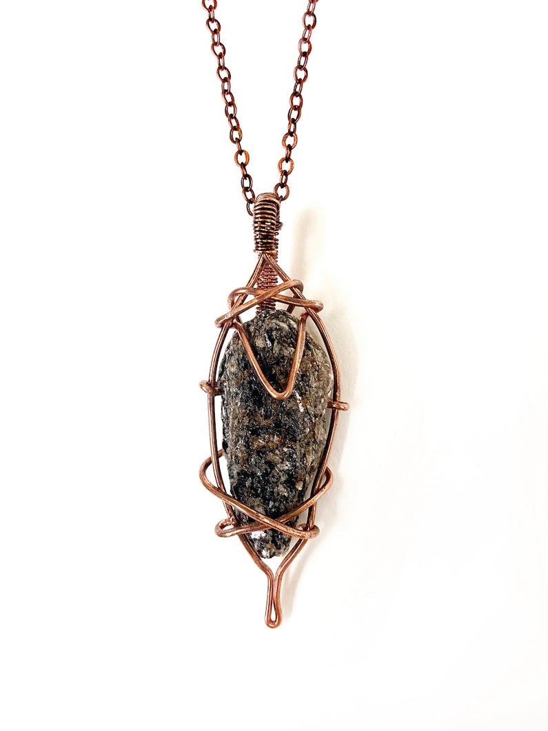 Black Mica (Biorite) Wire-Wrapped Copper Pendant Necklace. Genuine Real Raw Rough Uncut Sparkling Crystal Gemstone. Foraged Rock Found on a Hike near Asheville in Western North Carolina. Minimalist Modern Bohemian Style Design. Authentic One-of-a-Kind Handmade Jewelry.