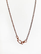 Load image into Gallery viewer, Black Mica (Biotite) Wire-Wrapped Copper Pendant Necklace. Genuine Real Raw Rough Uncut Sparkling Crystal Gemstone. Foraged Rock Found on a Hike near Asheville in Western North Carolina. Minimalist Modern Bohemian Style Design. Authentic One-of-a-Kind Handmade Jewelry.
