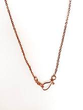 Load image into Gallery viewer, Green Jasper Wire-Wrapped Antique Copper Pendant Necklace. Genuine Real Raw Crystal Gemstone Sourced in Asheville, North Carolina. Minimalist Modern Bohemian Style with Swirl or Swoop Design. Authentic One-of-a-Kind Handmade Jewelry.
