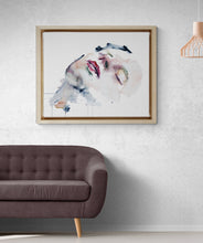 Load image into Gallery viewer, 16&quot; x 20&quot; original watercolor abstract portrait painting in an expressive, impressionist, minimalist, modern style by contemporary fine artist Elizabeth Becker. 
