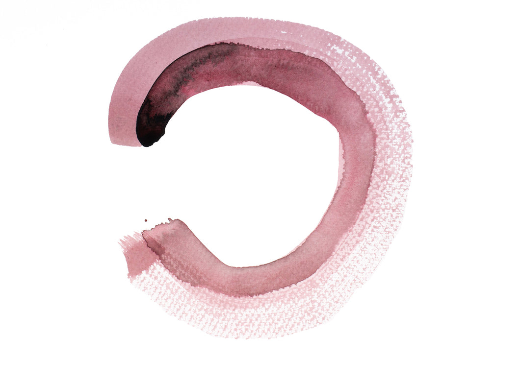 9” x 12” original watercolor spiritual meditative ensō circle in an expressive minimalist modern style by contemporary fine artist Elizabeth Becker