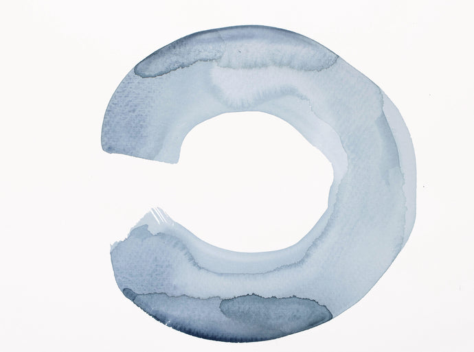 9” x 12” original watercolor spiritual meditative ensō circle in an expressive minimalist modern style by contemporary fine artist Elizabeth Becker