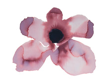 Load image into Gallery viewer, 9&quot; x 12&quot; original watercolor botanical flower painting in an expressive, loose, watery, minimalist, modern style by contemporary fine artist Elizabeth Becker. Prints available. Monochromatic muted dark pink, mauve purple, black and white colors.
