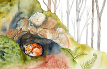 Load image into Gallery viewer, A heartwarming poem and gorgeous watercolor paintings by writer and artist Elizabeth Becker. This “children’s book&quot; for all ages reminds us of our spiritual connection to the natural world around us– with all the magic, wonder and comfort it has to offer. Sheltering Trees is a mindful journey into the forest and into the heart.
