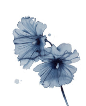 Load image into Gallery viewer, 16&quot; x 20&quot; original watercolor botanical hibiscus flowers painting in an expressive, loose, watery, minimalist, modern style by contemporary fine artist Elizabeth Becker. Prints available. Monochromatic black, white and payne&#39;s gray colors.
