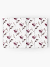 Load image into Gallery viewer, Hardcover journal featuring original hand-painted watercolor painting by artist Elizabeth Becker. Ruled line, graph or blank pages. Soft mauve purple, black and white colors. Botanical flowers and leaves. Floral design.
