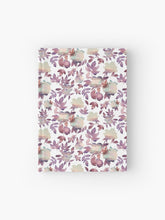 Load image into Gallery viewer, Hardcover journal featuring original hand-painted watercolor painting by artist Elizabeth Becker. Ruled line, graph or blank pages. Mauve purple, pale peach and white colors. Floral rose flowers and leaves.
