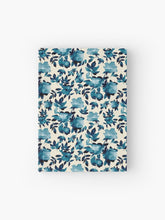 Load image into Gallery viewer, Hardcover journal featuring original hand-painted watercolor painting by artist Elizabeth Becker. Ruled line, graph or blank pages. Turquoise blue, teal and cream colors. Floral rose flowers and leaves.
