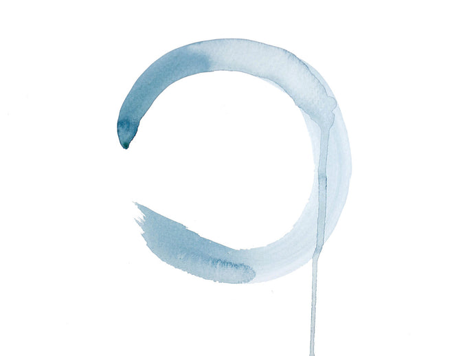 9” x 12” original watercolor spiritual meditative ensō circle in an expressive minimalist modern style by contemporary fine artist Elizabeth Becker