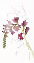 Load image into Gallery viewer, 10” x 18” original watercolor botanical floral painting in an expressive, impressionist, minimalist, modern style by contemporary fine artist Elizabeth Becker
