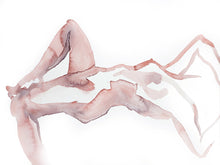 Load image into Gallery viewer, 9&quot; x 12&quot; original watercolor abstract nude figure gesture painting in an expressive, impressionist, minimalist, modern style by contemporary fine artist Elizabeth Becker
