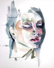 Load image into Gallery viewer, 16&quot; x 20&quot; original watercolor portrait painting in an expressive, impressionist, minimalist, modern style by contemporary fine artist Elizabeth Becker
